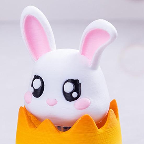 Easter Bunny Decoration Spring Rabbit Figurine with Egg Base for Home Office Desk Shelf Window Sill Decor