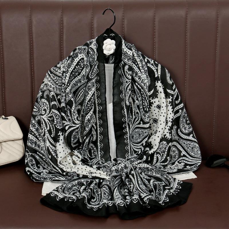 Retro cashew print Bali yarn versatile long scarf spring, summer and autumn new fashion thin high-end silk scarf shawl scarf