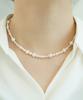 Alleun Swarovski Pearl Bead Necklace Silver 925 Asymmetrical