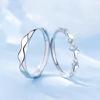 2pcs Couple 925 Sterling Silver Rings Sparkly Zircon for Women and Men Superior Luxury Wedding Jewelry Anniversary Gift