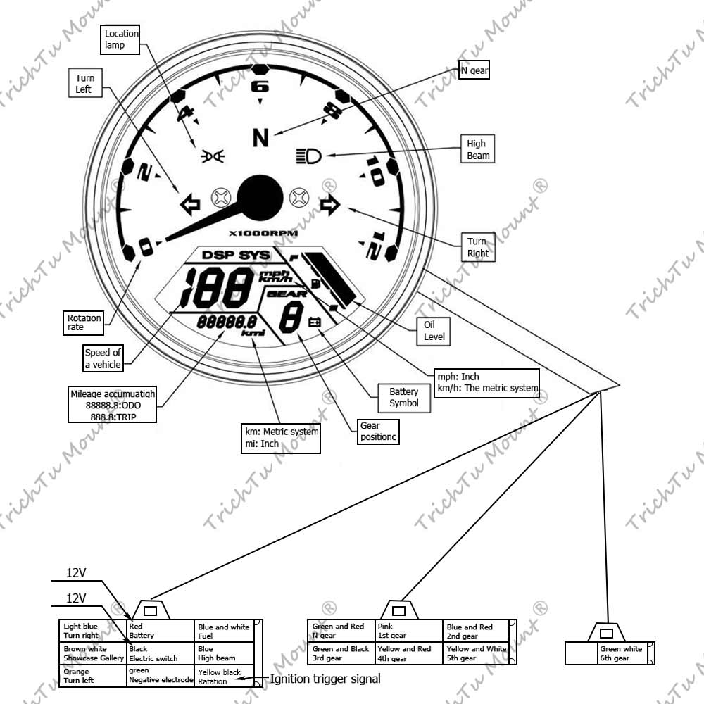 1 Pcs Lcd Digital Motorcycle Speedometer Dc 12V Brand New High Quality Durable Waterproof Anti-Vibration Mechanical Instrument