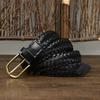 Men's Genuine Leather Braided Belt Cowhide Handmade Woven Pin Buckle Couple's Casual All-match Belt