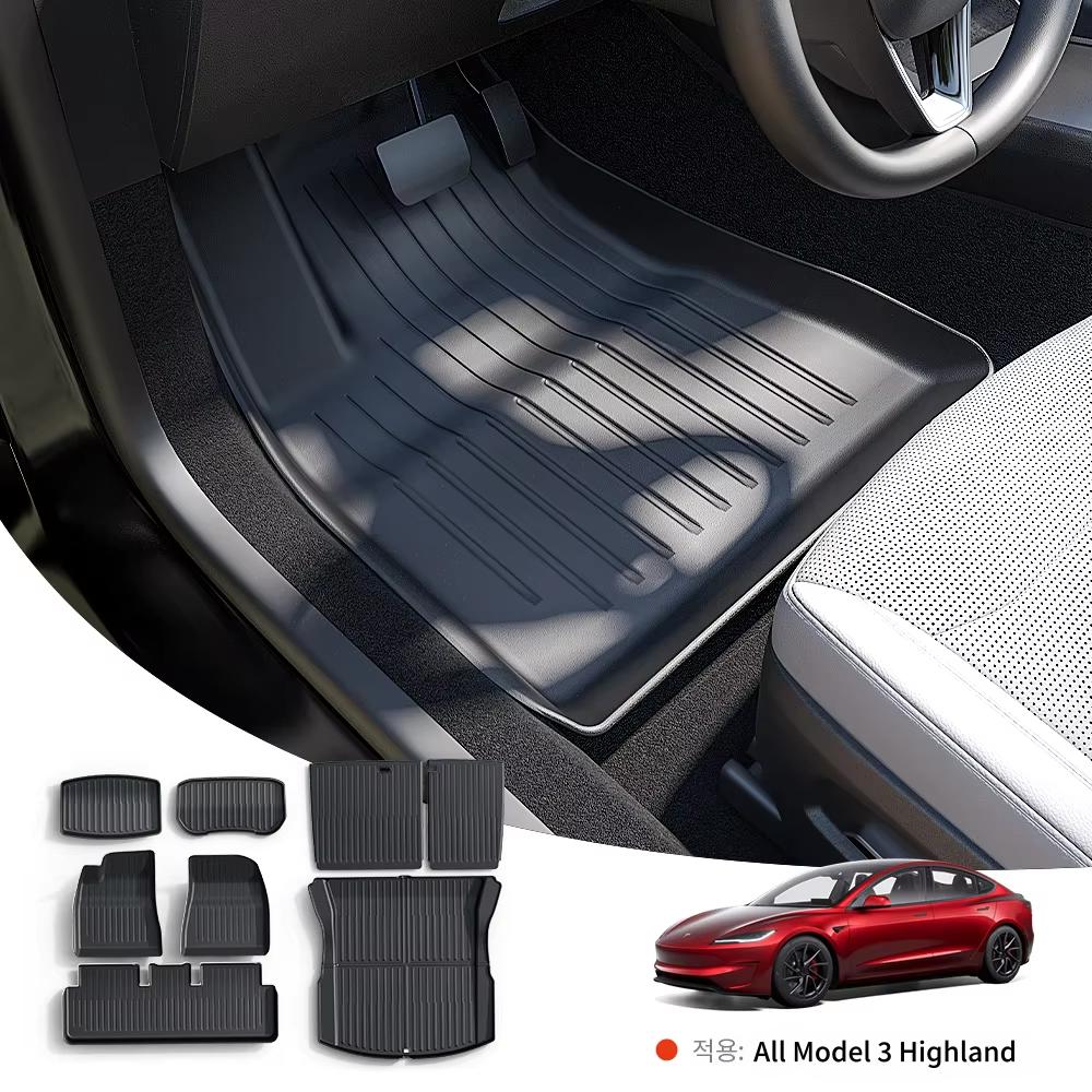 AMM1 YZ For Tesla 2024-2026 Highland Model 3 Whole TPE Floor Mats Waterproof Anti-Slip Mat Foot Pads Rear Trunk Mat Car Accessorie