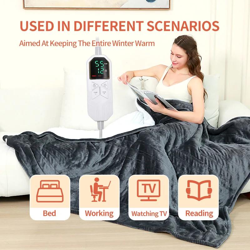 Winter Machine Washable 80x140cm Electric Blanket Flannel Blanket Heated Throw Blanket Mattress Temperature Control Warmer