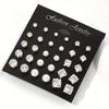 15 Pairs Classic Luxury Geometric Six Claw Zircon Crystal Pearl Stud Earrings Sets for Women Daily Wear Piercing Jewelry Gifts