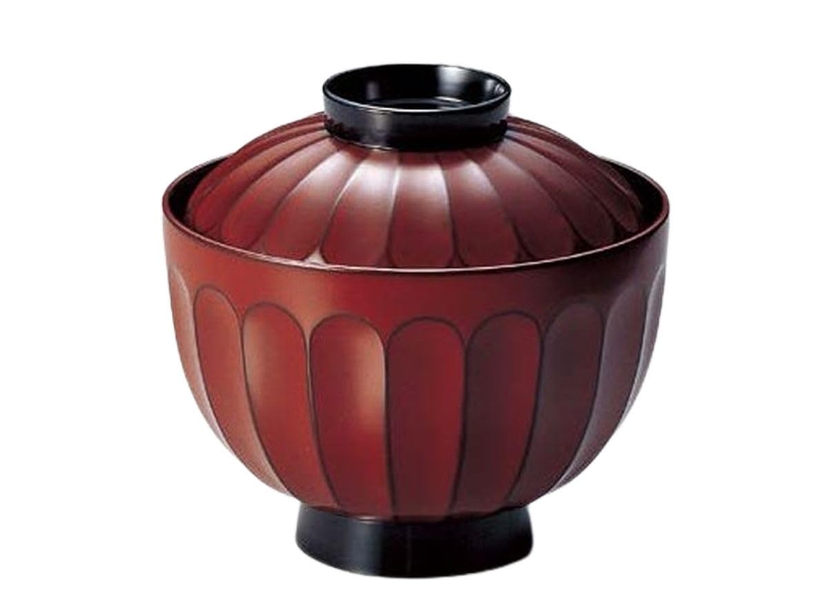 

Bowl for soup ancient Negoro made in Japan J-kitchens guests, Chrysanthemum-cut bowl, (1 bowl), 10.7cm, lacquered, hand-painted,