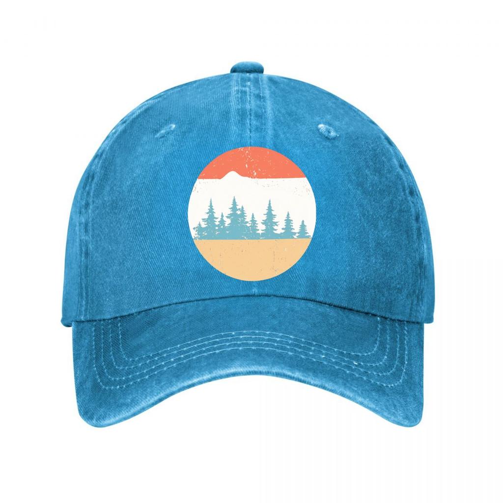 Vintage Scenic Pine Mountain Sticker Washed Baseball Cap Outdoor For Womens Unisex FeUnisex