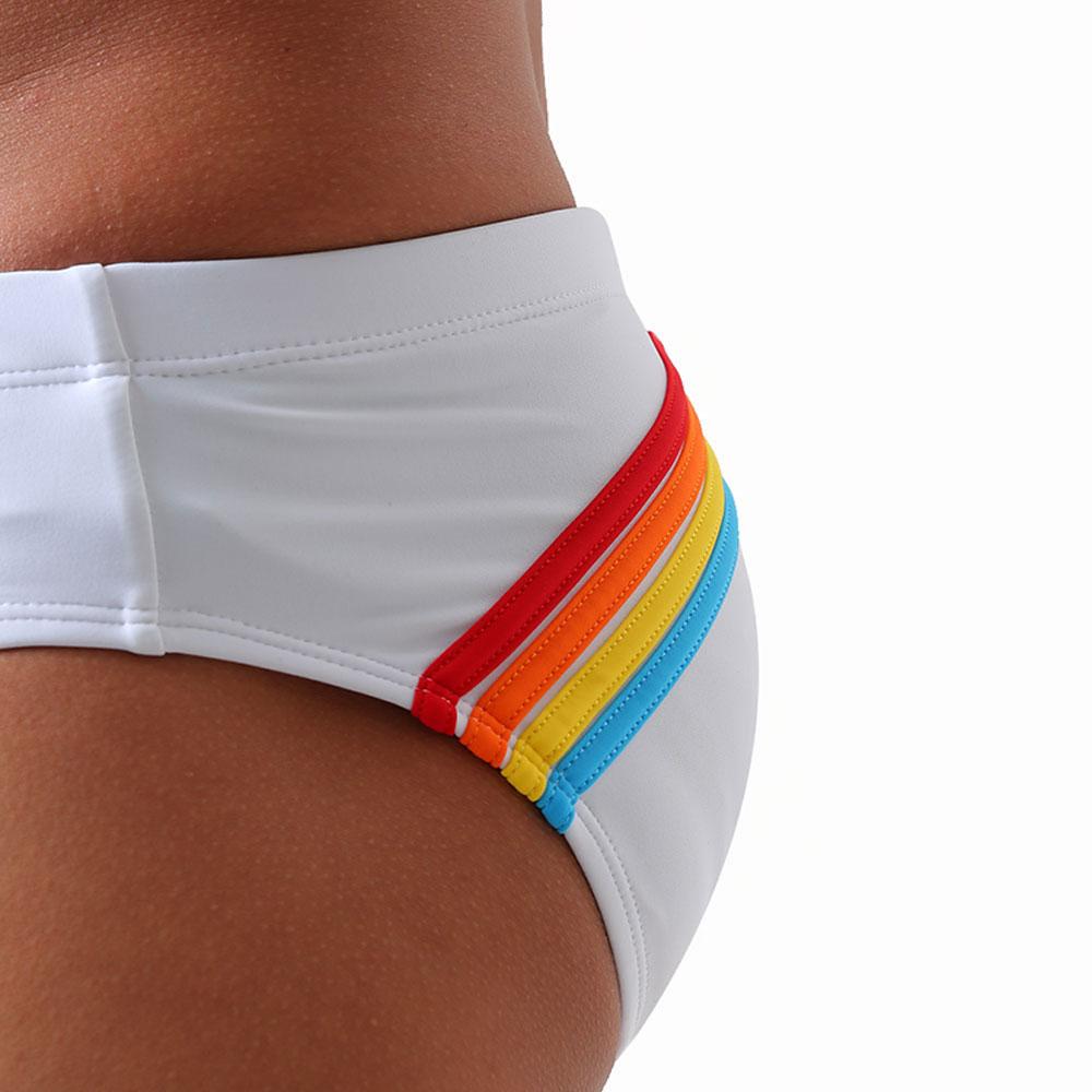Men's Fashion Sexy Swim Brief Sexy Stripes UXH Brand Swimsuit for Men Surfing Swimwear Beach Shorts