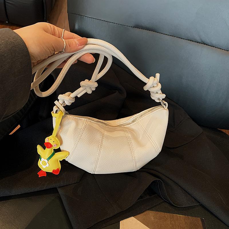 Fashion Lychee Pattern Dumpling Bag Women's 2025 Spring New Trend Simple Casual Personality Niche Shoulder Messenger Bag