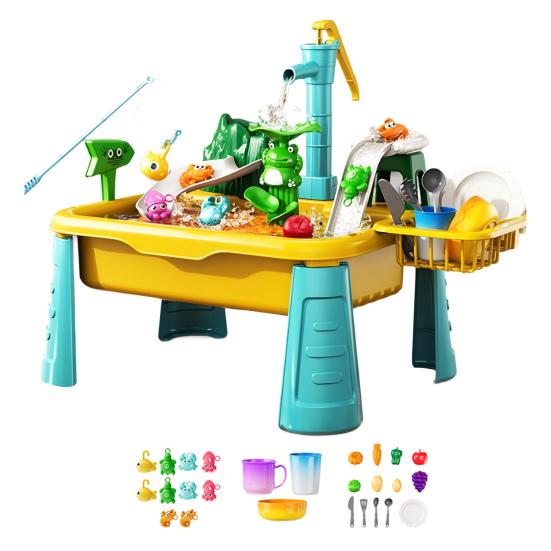 

Детский ролевой игровой кухонный набор, электрическая игрушечная посудомоечная машина с аксессуарами, меняющими цвет, система циркуляции воды и игра в рыбалку жёлтый