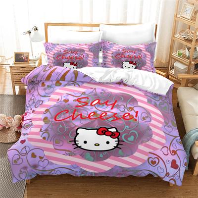 Sanrio Hello Kitty Quilt Cover Anime Full Pink Cartoon Duvet Skin Friendly Breathable Cute Printed Comforter Bedding