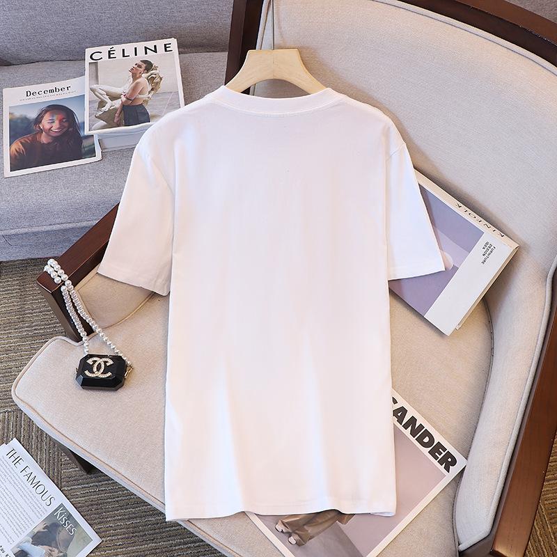 Summer 2025 Plus Size Women's Slimming Short Sleeve Casual Top with Print