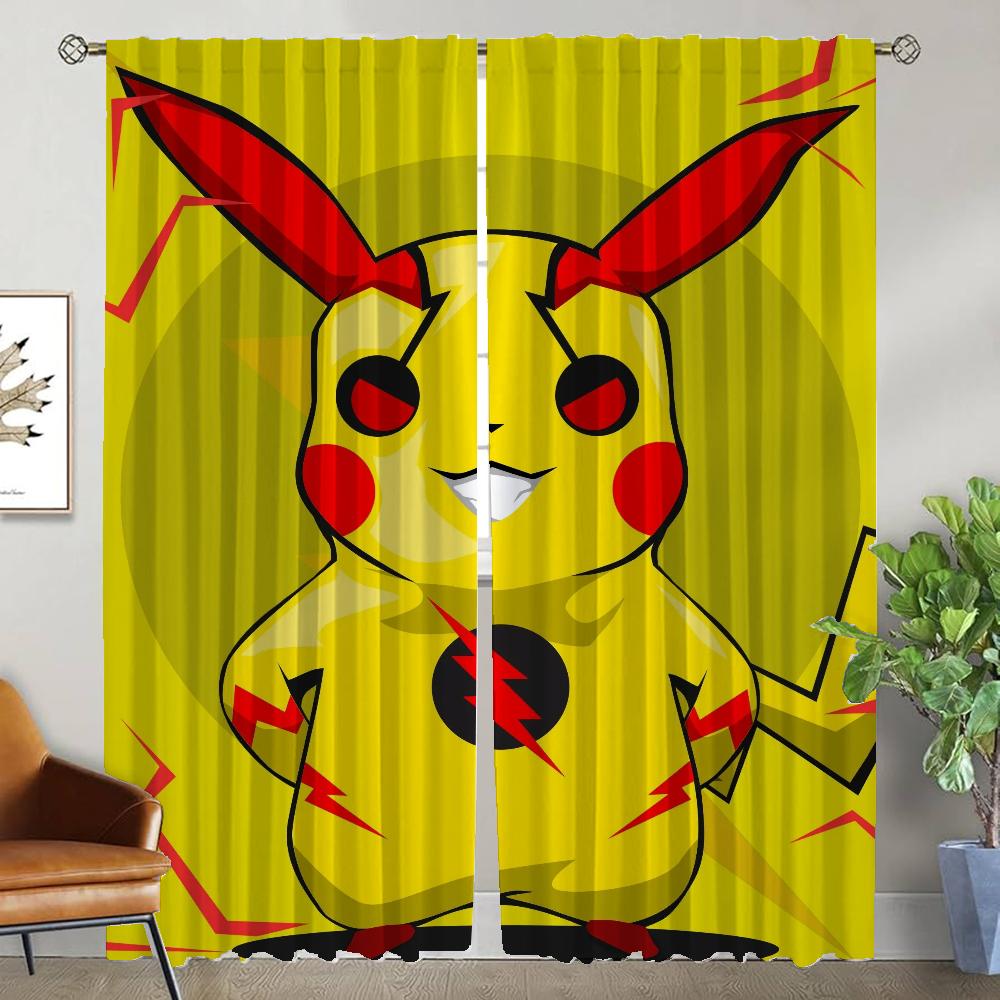 Okenní závěs do pokoje 2 panely P-pokemones Halloweenská dekorace Závěsy proti komárům Tyl pro ložnici Stínidla Dělicí příčka Dítě