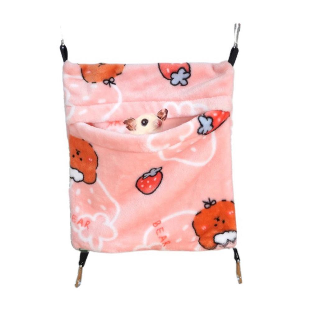 

Soft Hamster Hanging Hammock Cartoon Hamster Swing Bag Guinea Pig Cage Nest for Rat Hamster Birds S розовый