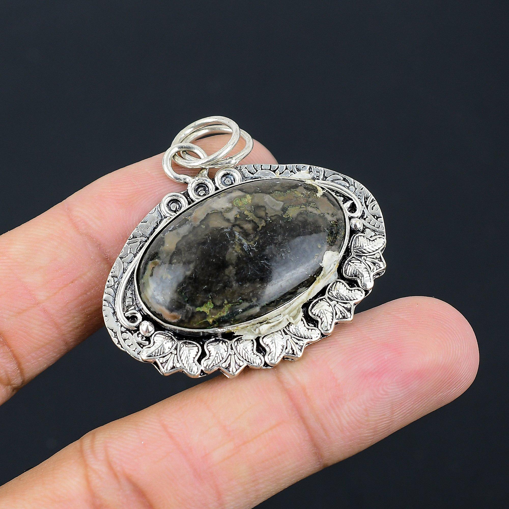 Daughters Day Deal Natural Gabbro Jasper Sterling Silver Wedding Pendant Jewelry