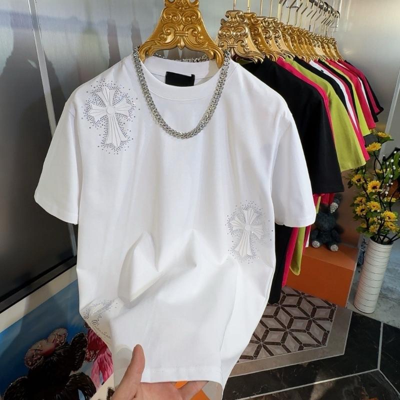 

Футболки из мерсеризованного хлопка для женщин и мужчин 2025 Лето Приталенный топ с круглым вырезом и коротким рукавом Премиум-мода Уличная одежда 5XL белый