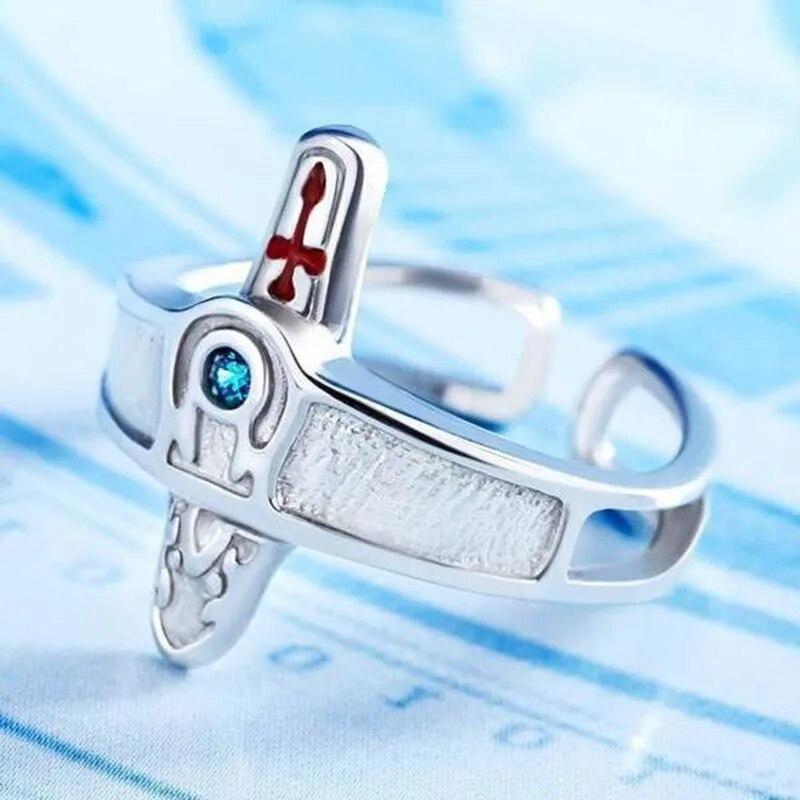 Sword Art Online Retro Kirito Asuna Cross Metal Ring Módní pánské a dámské prsteny
