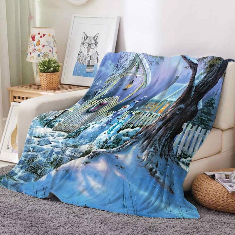 Merry Christmas Theme Flannel Throw Blanket Soft Lightweight Warm for Living Room Bedroom Bed Sofa Couch Kids Adults Gifts