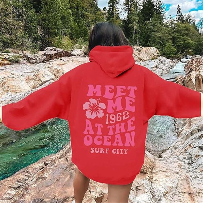 New S--5XL European Size Women's Shoulder Sleeves Threaded Cuffs Hem Sweater Hoodie Oversized Letter Printing