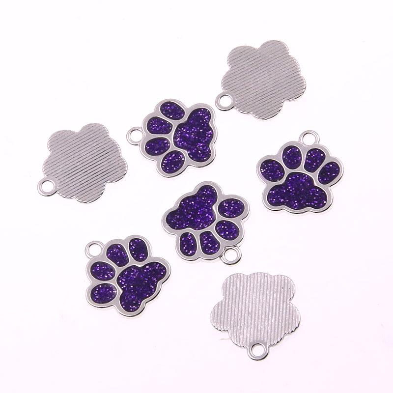 Glitter Drip Oil Cat & Dog Paw Pendant Necklace - 2 Styles, 6 Colors, 16x17mm