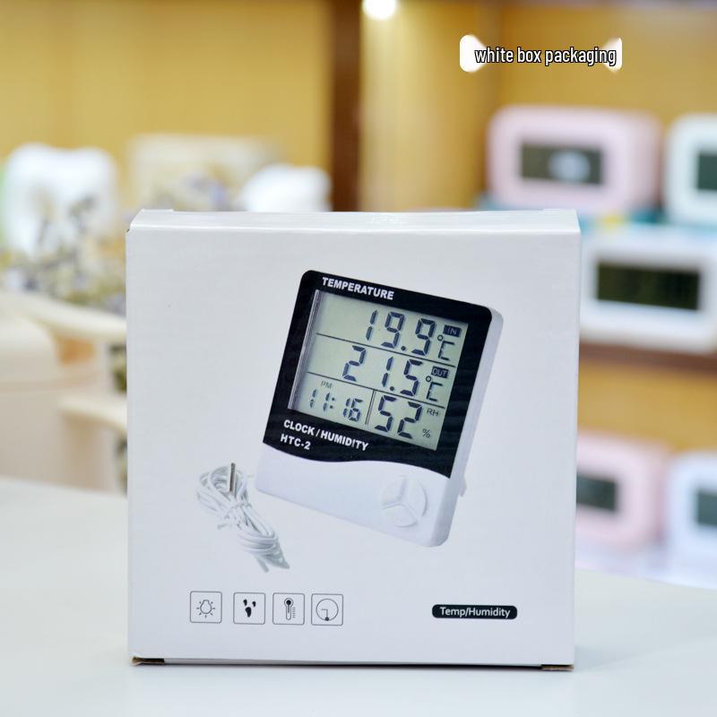 

HTC-2 Кімнатний/Вуличний Термогігрометр Будильник з Подвійним Дисплеєм Температури та Зондом