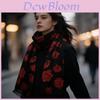 Rose Flower Silk Scarf With Breathable And Warmth For Women Fashion Accessory
