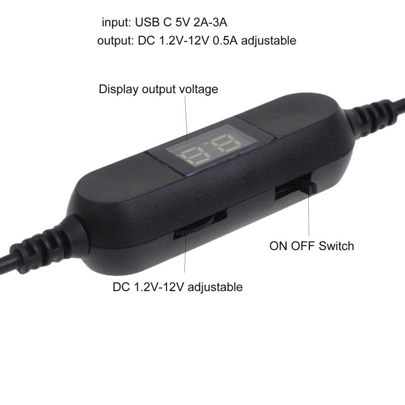 Type C 5V3A to 1.5V-12V LR3 AAA Dummy Battery Power Cable for Radios LED Light Toy Keyboard Replaces AAABatteries
