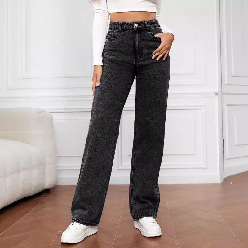 High Waist Women's Light Wash Wide Leg Jeans - Plus Size Casual Fit