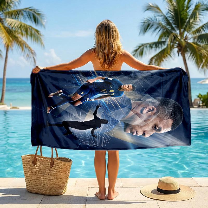 Asciugamano da Spiaggia ad Asciugatura Rapida con Stampa di Kylian Mbappe Microfibra Assorbente Portatile da Viaggio Asciugamano da Nuoto