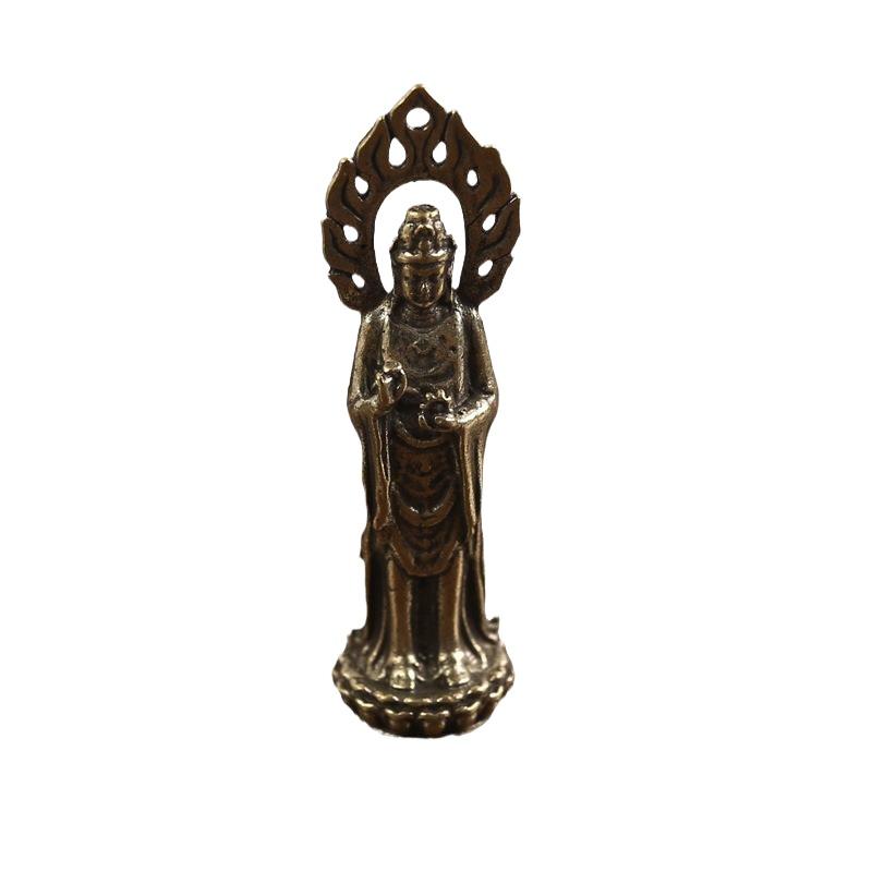 1Pc Handmade Guanyin Bodhisattva Buddha Statue - Buddhist Desktop Handicraft, Spiritual Home Office Altar Decoration