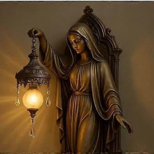 Mermaid Wall Lamp, Vintage Style Retro Antique Mermaid Wall Sconce, Frosted Glass Lantern Night Light for Bedroom, Living Room, Bathroom