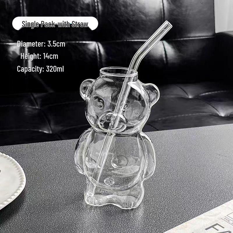 

Прозрачная чашка из боросиликатного стекла в форме медведя для кофе, сока, молока и чая 320ml