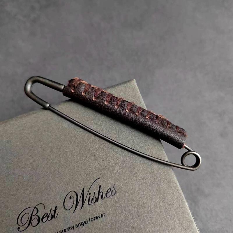 Large Brooch in Matte Gun Color Discreet Safety Pin Classic Accessories for Outerwear Business and Casual Use