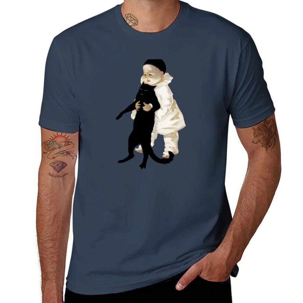 ThéOphile Steinlen Pierrot And The Cat Tshirt Lightweight Casual Summer Tshirt