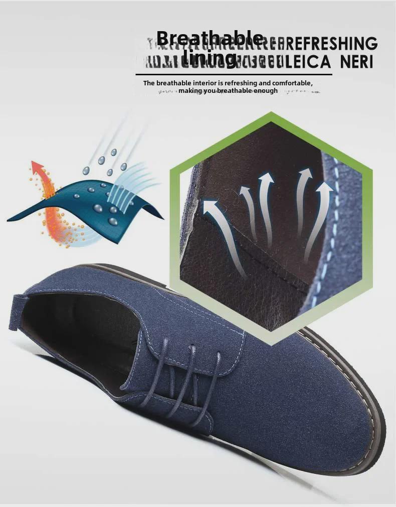 Men's Frosted Leather Lace-Up Casual Round Toe Shoes - Plus Size Available