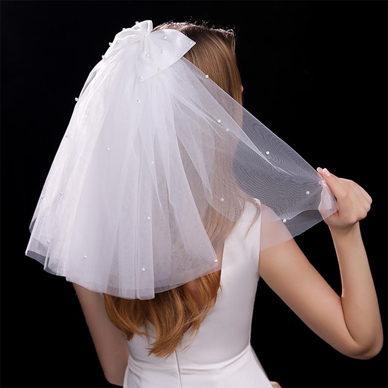 Bridal Woman Luminous Tulle Long Bachelorette Party Wedding  Ribbon Edge With Bowknot For Wedding Party