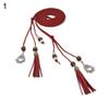 Women Braided Beads Tassels Thin Skinny Waist Rope Belt Self-Tie Dress Waistband