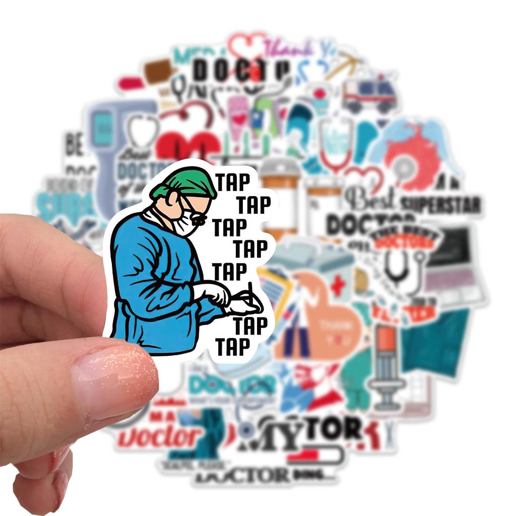 50 Cartoon Professional Doctor Graffiti Stickers Decorate Suitcase Notebook Waterproof Stickers