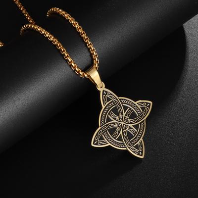 Trendy Viking Celtic Knot Necklace Stainless Steel Amulet Pendant for Men Women Unisex Jewelry