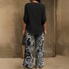 Damen 2-teiliges Mode-Freizeit-Set: Lockerer V-Ausschnitt-Top + Weit geschnittene Hose Loungewear