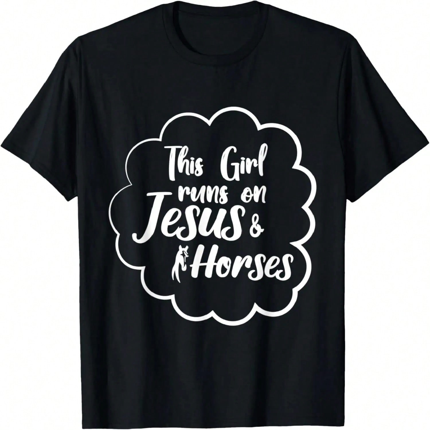 This Runs On Jesus And Horses Horse T-Shirt S разноцветный