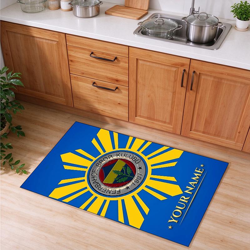 Fenerbahge Customizable name kitchen floor mat easy to clean and wipe down Suitable for kitchens living rooms and entryways—a perfec