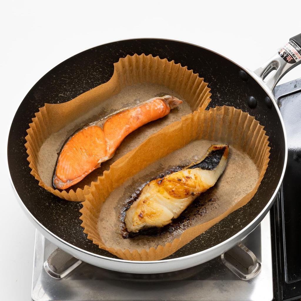 Alutem Unbleached Frying Pan Sheet Half Oval Shape 60 Pieces Heat Resistant 250C Made in Japan
