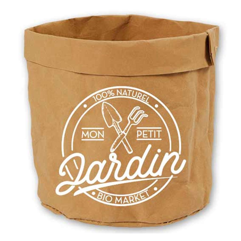 Les Trésors De Lily [R2238] - White Brown 'Messages' Paper Planter (Mon Petit Jardin- 100% Natural- Organic Market) - 14x13cm