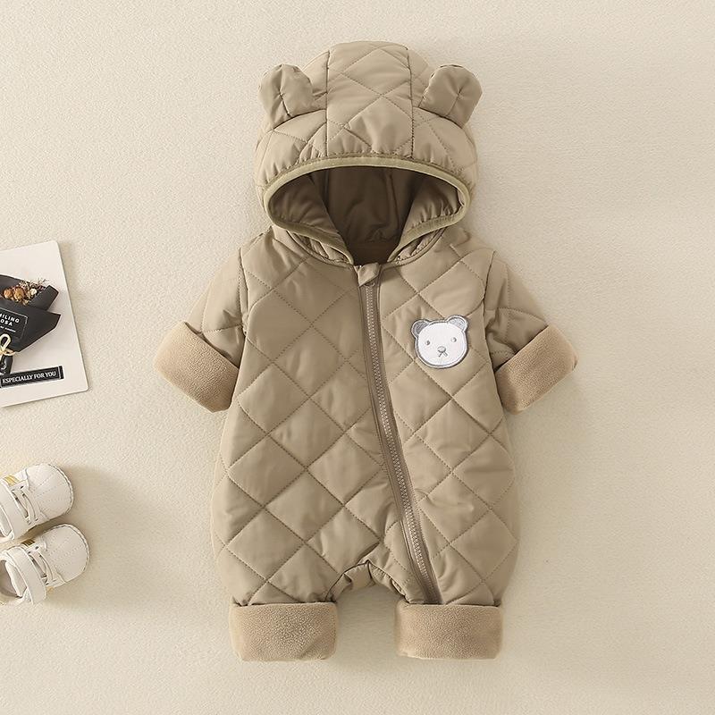 Winter Childrens Thickened Bodysuit Baby Clothes Warm Hooded Cotton Jumpsuit