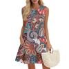 Women's Casual Fashion Breathable Round Neck Vest Floral Holiday Dress With Pockets