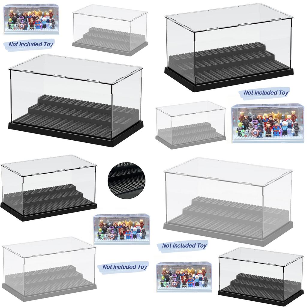 Multicolor Base With Transparent Panel Diy Building Block Display And Storage Box