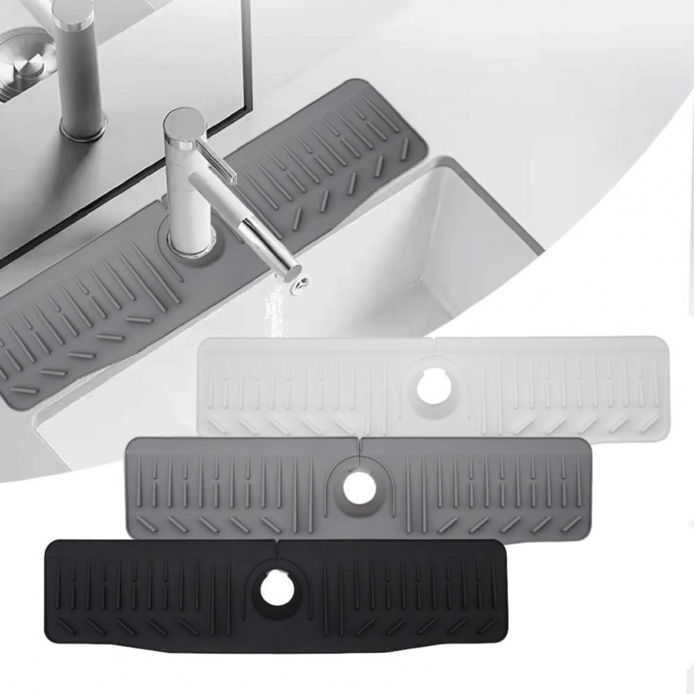 Kitchen Sponge Holder Faucet Splash Guard Multi-functional 24 Inch Sink Splash Guard Mat Silicone Draining Mat for Kitchen Sink