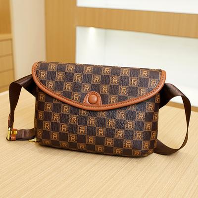 Western Brown Checkerboard Bag Women's Winter Fashion Envelope Bag Broadband Single Shoulder Diagonal Small Bag