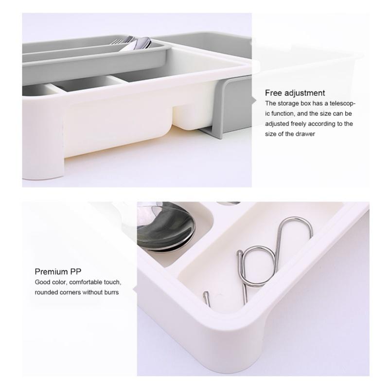 Expandable Adjustable Cutlery Storage Tray Compartment Tidy Drawer Utensil Organizer For Kitchen